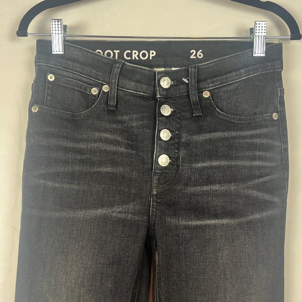 2/$30 J Crew 9 in Billie Demi Boot Crop Black High Waist Jeans 26 - Picture 3 of 6